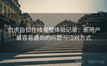 白虎自扣在线完整体验记录：新用户最容易遇到的问题与应对方式