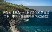 天美密桃果冻mv｜长期浏览后的直观印象：不同人群使用场景下的适配度观察