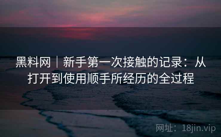 黑料网|新手第一次接触的记录:从打开到使用顺手所经历的全过程 第1张 黑料网|新手第一次接触的记录:从打开到使用顺手所经历的全过程 第1张